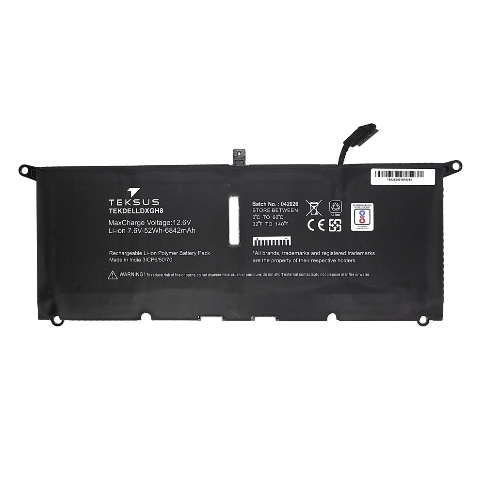 Teksus Laptop Battery Compatible For Dell XPS 13 9370 | DXGH8 view 2